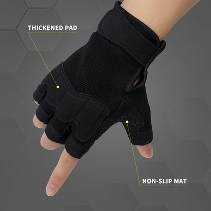 FIORETTO Fingerless Workout & Exercise Gloves for Gym, Weight Lifting, Airsoft, Shooting, Hunting, Hiking, Cycling, Driving, Motorcycle, Climbing M210603