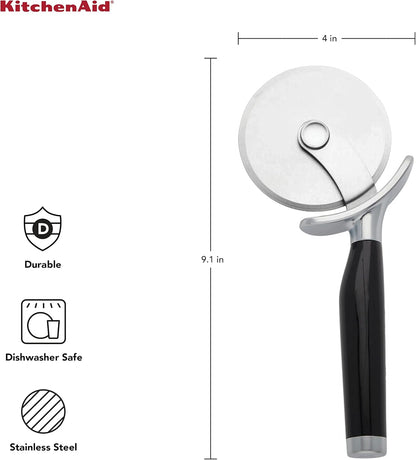 KitchenAid Classic Pizza Wheel with Sharp Blade For Cutting Through Crusts, Pies and More, Built In Finger Guard for Safety and Comfort Grip to Protect Fingers, Dishwasher Safe, 9-Inch, Red