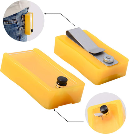 NEWISHTOOL Blade Disposal Container Storage Box, Safety to Dispose of Most 9mm 18mm Snap Off Utility Knife Blades, Portable Plastic Blades Breaker Bank with Magnet and Clip