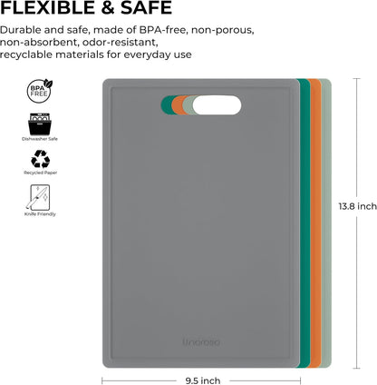 Linoroso Flexible Kitchen Cutting Board - Made from BPA Free Material - Cutting Mark Prevention, 10x14 Inches, Non-Slip Design - Easy-Care Kitchen Essential, Orange