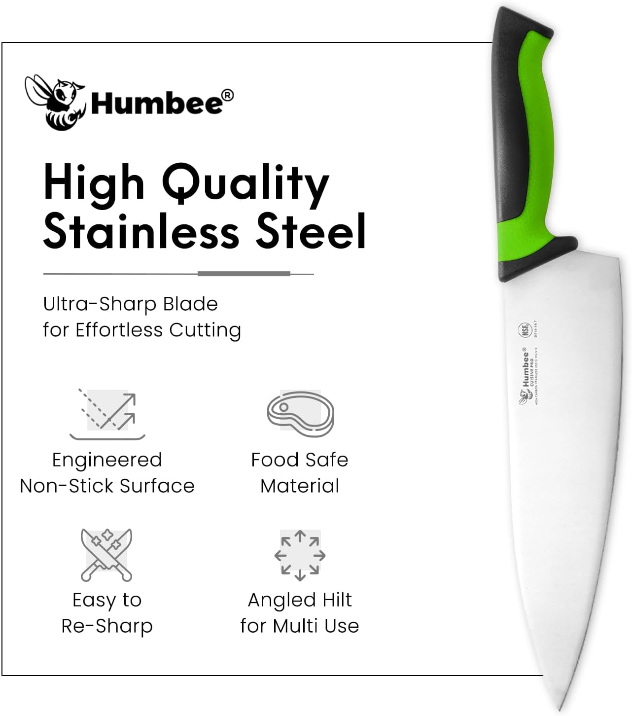 7.5-Inch Nakiri Knife, High Carbon Stainless Steel Hollow Grind Blade, Razor Sharp Edge, Ergonomic Non-Slip Handle, Cleaver Style, DT-50 Series, Orange