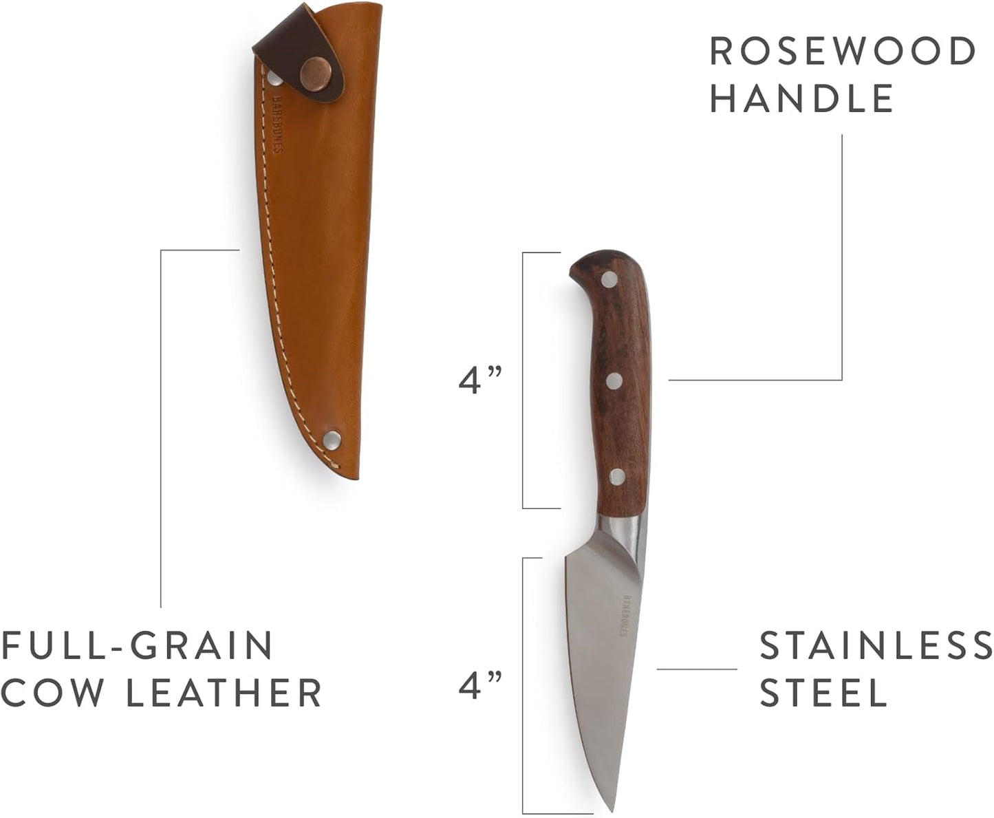 Barebones No. 7 Nakiri Knife - 7-Inch German-Grade Blade - Chopping Perfect for Vegetables - Versatile Chef Knife - Everyday Kitchen Essentials