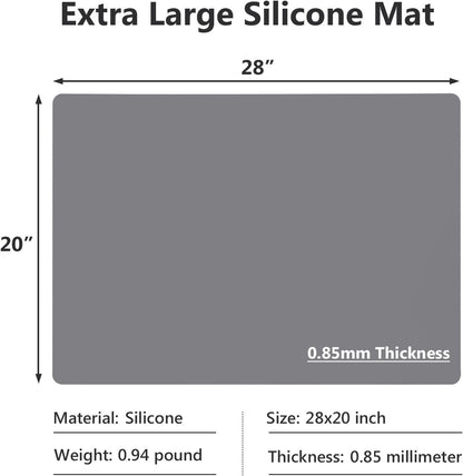 Gartful 25“x17”x0.03“ Silicone Mats for Kitchen Counter, Large Silicone Countertop Protector, Nonskid Heat Resistant Desk Saver Pad, Multipurpose Mat, Placemat, Dark Gray