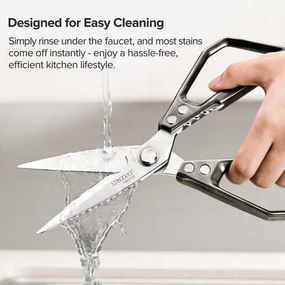 XINZUO Sandvik 14C28N Stainless Steel Multi-Purpose Kitchen Shear,Heavy Duty Kitchen Food Scissors For (Meat/Herbs/Poultry),With Silver Aluminum Alloy Handle