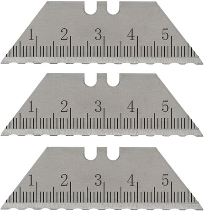 NDZ Performance Serrated Steel Blade Replacement for Utility Knife & Box Cutters, Custom Double Sided Laser Engraved Designs, Silver - Skull - 3 Pack