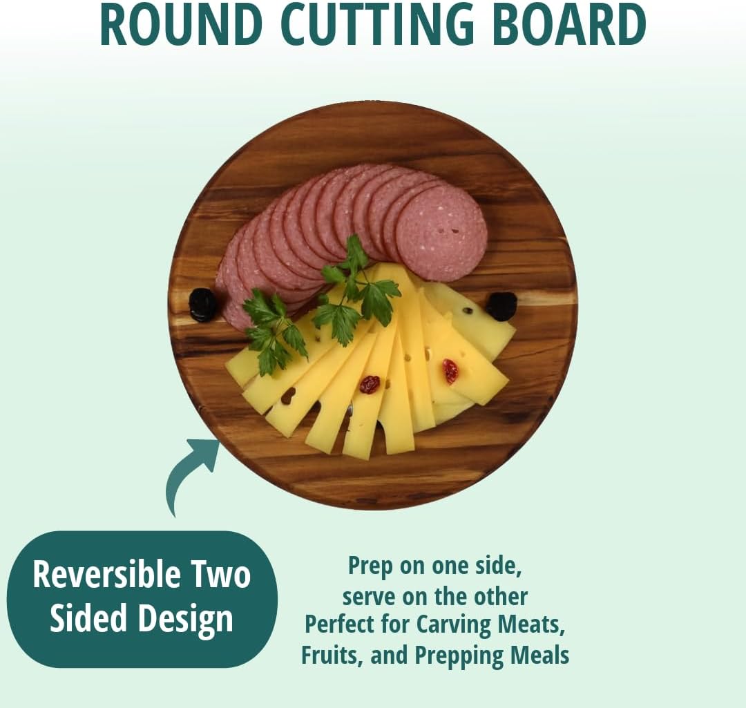 EcoDecors 18"x14" Extra Large Teak Cutting Board, Edge Grain Wood with Juice Groove & Handle, FSC Certified for Kitchen, Carving & Butcher Block Prep