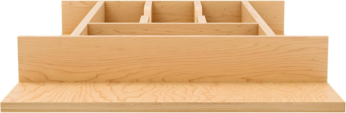 Rev-A-Shelf Natural Maple Right Size Utensil Insert Home Storage Kitchen Organizer 7 Compartment Drawer Accessory, 19 1/4" x 19 1/2", 4WCT-24SH-1