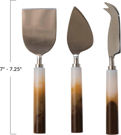 Bloomingville Stainless Steel and Resin Cheese Knives, Multicolor