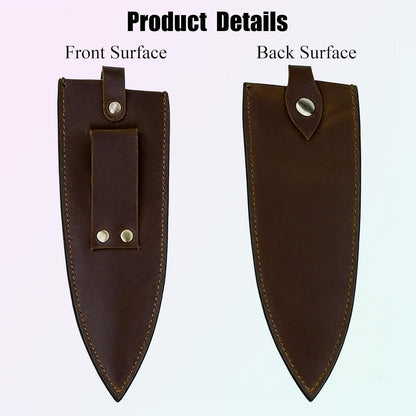 Qchengsan Cowhide Leather Knife Sheath, 8 Inch Chef Knife Guard, Heavy Duty Universal Knife Cover or Sleeves, Chef Meat cleaver sheath with Belt Loop(8.2" Lx2.2 W)