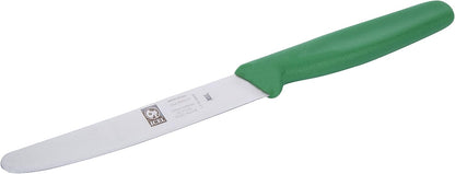 ICEL 4.25 Inch Straight Edge Round Tip Paring Knife, High Carbon German Stainless Steel Blade, Factory-Sharp Edge, Non-Slip Textured Blue Polypropylene Handle