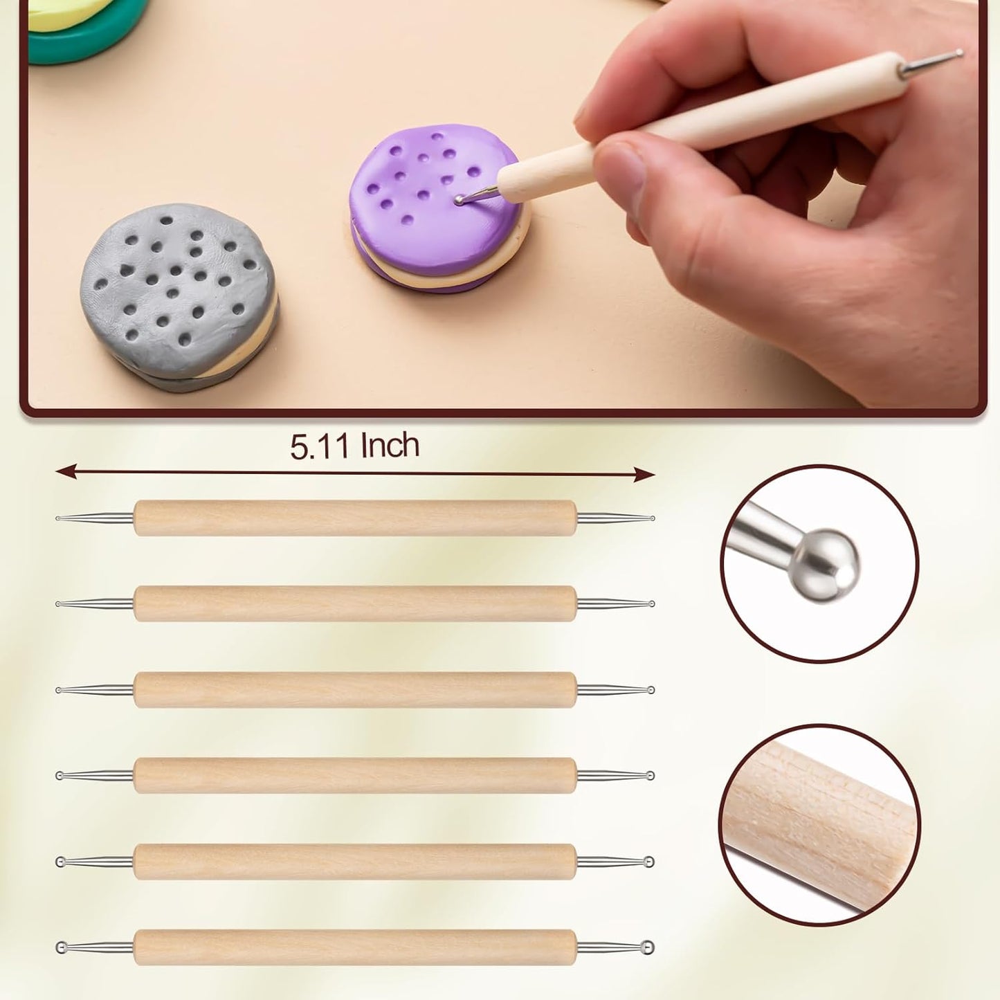 Amrules Clay Tools Kit, 12 PCS Polymer Clay Cutter Tools, Rectangle Shape Acrylic Press Board and Roller Pin Supplies Suitable for Shaping, Carving, Pottery Craft and DIY Projects