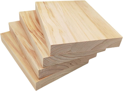 4PCS Rectangle Wood Boards Unfinished Wood Blocks for Crafting, 8x6x1in Blank Whittling Wooden Blocks for Wood Carving,Painting & Burning
