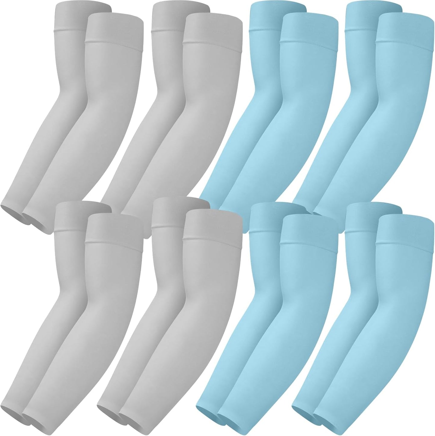 Mochabao 8 Pairs Soft Arm Sleeves, UV Sun Protection Cooling Compression Arm Covers for Outdoor Work, Sports, Men & Women