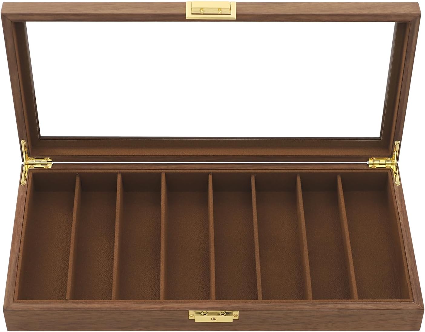 Single Tier Pocket Knife Display Case 8 Slot Lockable Knife Storage Box Knife Collection Display Holder with Transparent Glass Top & Drawer for Utility Knife, Camping Knife (Ebony Color)