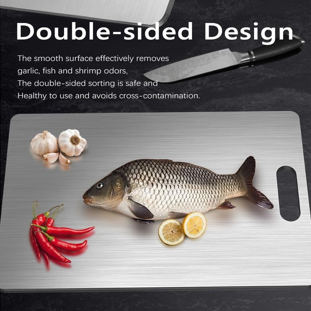 Titanium Cutting Board Set of 3,100% Pure Titanium Cutting Boards for Kitchen Double Sided,Hygiene Durable Dishwasher,Fruit & Vegetables （S+M+L)