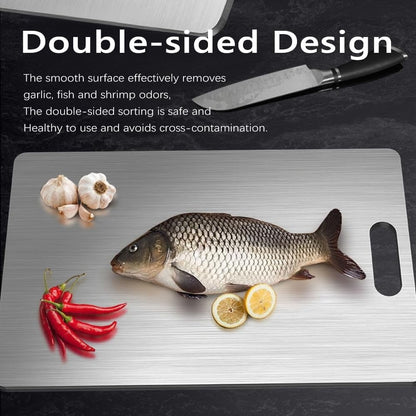 Titanium Cutting Board Set of 3,100% Pure Titanium Cutting Boards for Kitchen Double Sided,Hygiene Durable Dishwasher,Fruit & Vegetables （S+M+L)