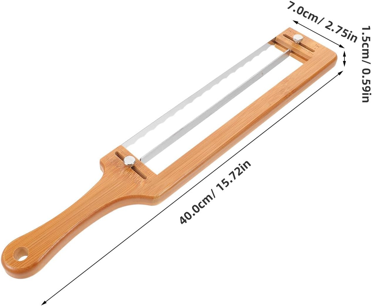 DECHOUS Adjustable Bread Slicer for Sourdough - Homemade Bread Knife with Thickness Guide, Sharp Stainless Serrated Blade, Bamboo Frame for Bagels, Baguettes