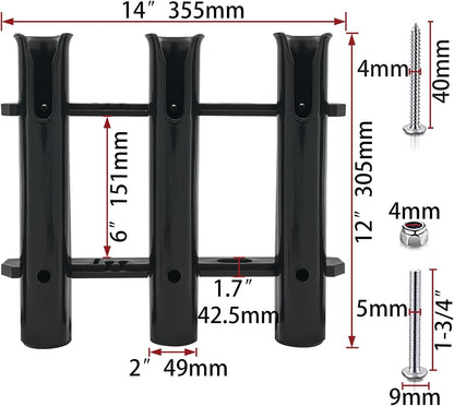 ISURE MARINE Fishing Rod Holder Bracket Wall Mounted Boat Side Mount Tool Holder Tube Links with Screws 2/3/4/6 Pole Tube (White/Black)