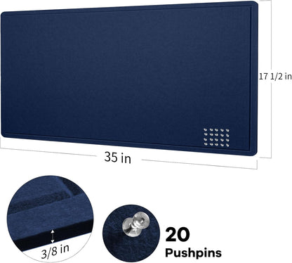 Lightomorrow Bulletin Board, 36 x 24 inches Felt Board - Decorative Pin Board, Cork Board Alternative for Wall, 3' x 2' Foldable Self-Adhesive Vision Board Prayer Board with 20 Pushpins - Black