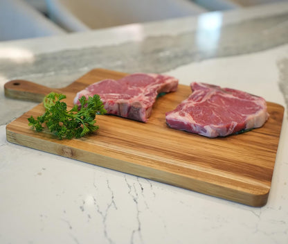 EcoDecors 18"x14" Extra Large Teak Cutting Board, Edge Grain Wood with Juice Groove & Handle, FSC Certified for Kitchen, Carving & Butcher Block Prep