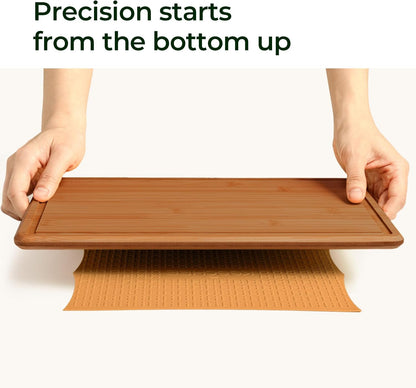 Keechee Bamboo Cutting Board with Non-slip Mat, Cutting Boards for Kitchen Meal Prep & Serving - Wood Serving Board Sets with Deep Juice Groove Ideal Kitchen Gifts