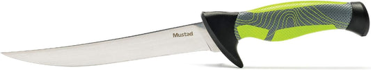 Mustad Fillet Knife, Ergonomic Handle, Textured Grip, Teflon Coated Stainless Steel Blade