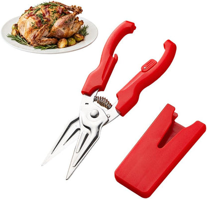 Multifunctional Labor-Saving Kitchen Shears, 2025 Heavy Duty Kitchen Scissors for Food, High Carbon Steel Culinary Shears for Chicken, Meat, Seafood, and Bone Cutting with Ergonomic Handle (White)