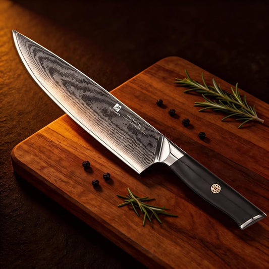 Utility Knife,5.5inch Damascus knife,67-Layer High Carbon Stainless Steel Kitchen Knife,Professiona Sharp Cutting Knives with Ergonomic Blue G10 Handle,Gift Box for Home and Kitchen Birthday Gift