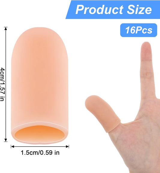 16 Pcs Thumb Cover, Skin Color Finger Caps, Soft Silicone Thumb Protector for Daily Friction Care and Daily Use