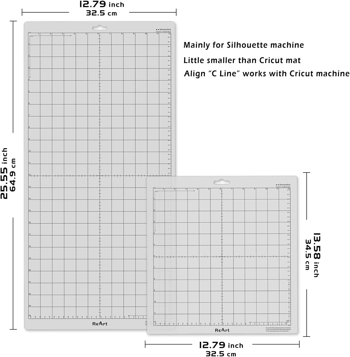 ReArt Standard Grip Cutting Mat for Silhouette Cameo 4/3/2/1-4 Packs 12" x 12" Adhesive Cut Mat Replacement Set Matts Vinyl Craft