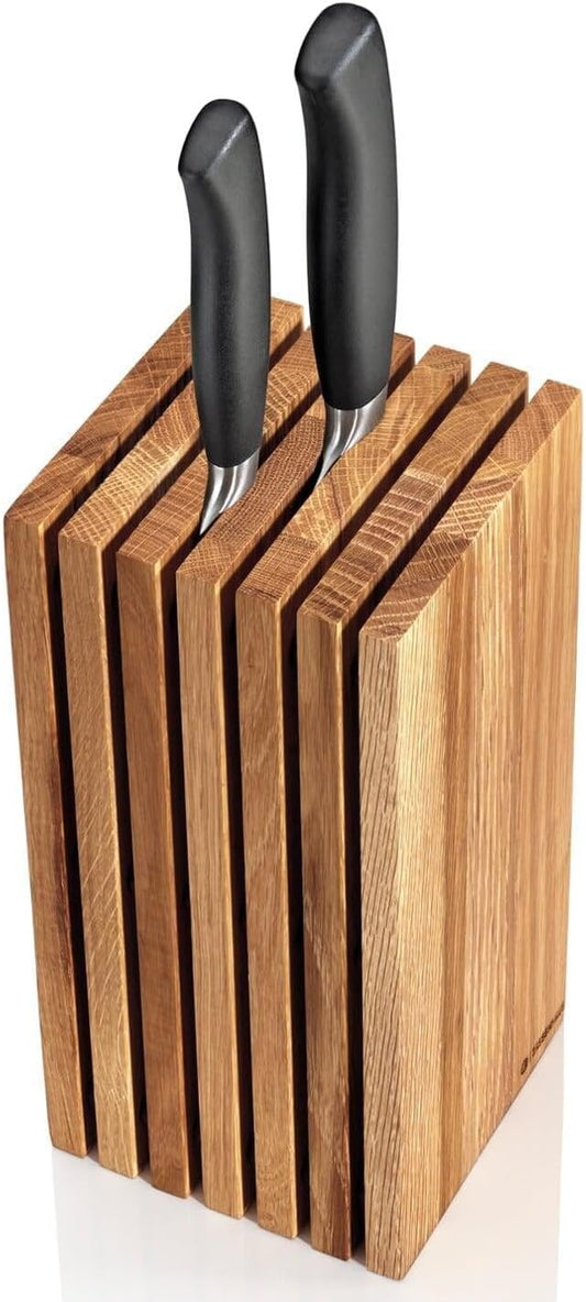 Zassenhaus Walnut Slotted Knife Block For 12 Knife Storage - 5.4" x 5.4" x 10.8"H - Walnut Wooden Knife Block - Knife Storage Block