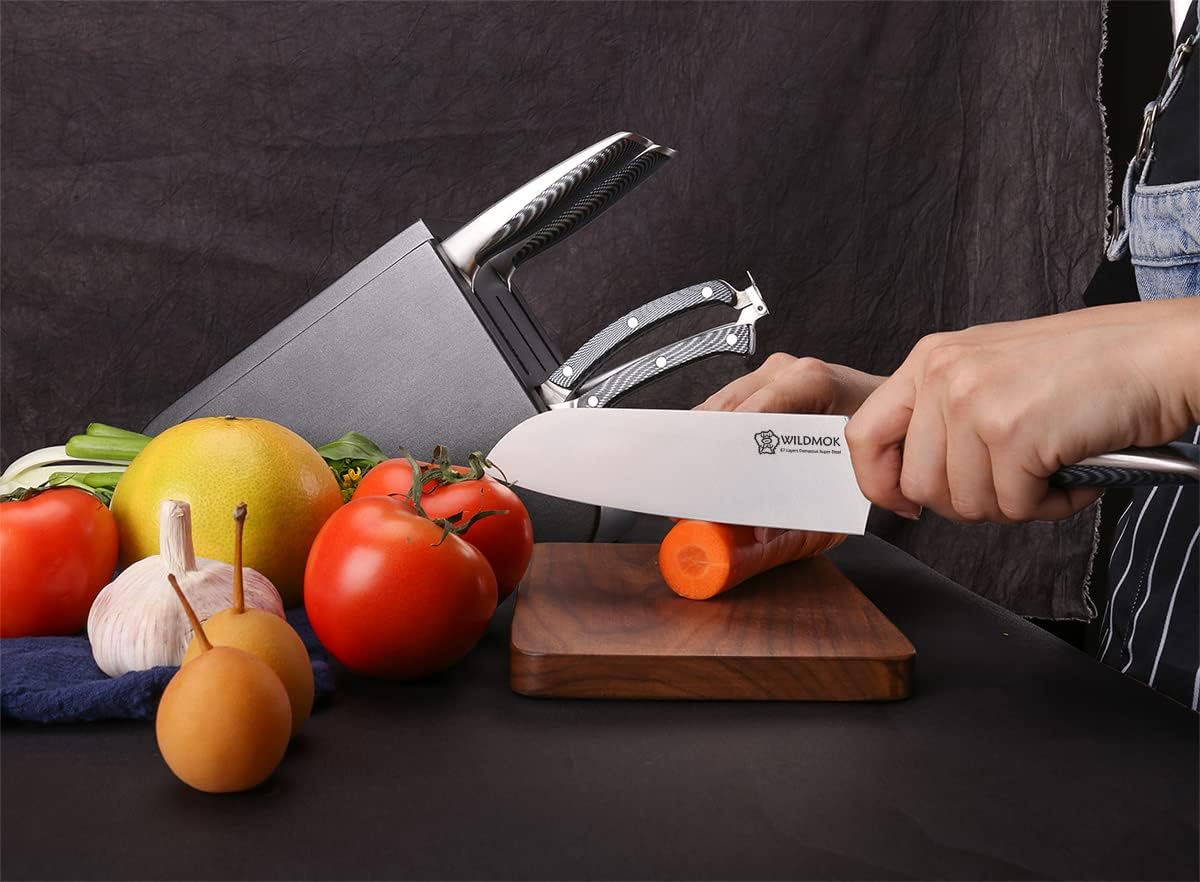 WILDMOK 3pcs Knife Set Stainless Steel Kitchen Knives Set 7inch Bone Chopper 7inch Nakiri Knife and 5inch Utility Cutter with Stainless Steel & ABS Handle, Perfect Cutlery Set Gift