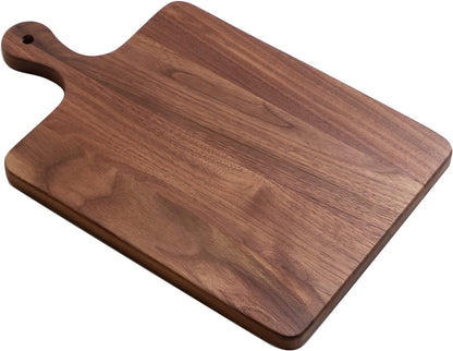 Muso Wood Small Cutting Board with Handle, Walnut Wooden Chopping Boards for Bread, Vegetables & Fruits, Dinner Cheese Board with Hole(15.2x7.3 Inches)