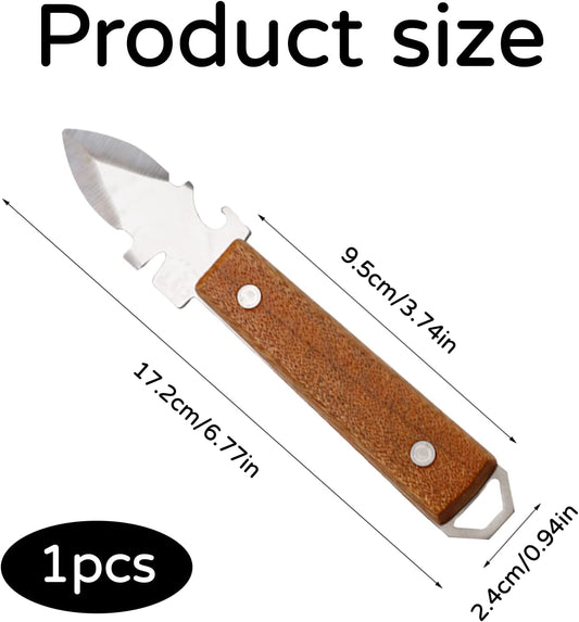 Oyster Shucking Knife,Multifunctional Oyster Opener,With Comfort Wood-Handle,For Oyster, Scallop, Clam, Professional Oyster Opener For Seafood Kitchen Shrimp Shellfish(1 Pcs)
