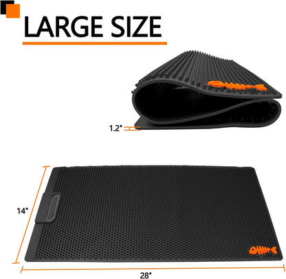 NonSlip Fish Fillet Mat for Filleting, Cutting, Cleaning Heavy Duty Rollable Fish Bait Cutting Board No Need Fish Grippers Large Size Fish Cleaning Mat (14 * 24“, Green)