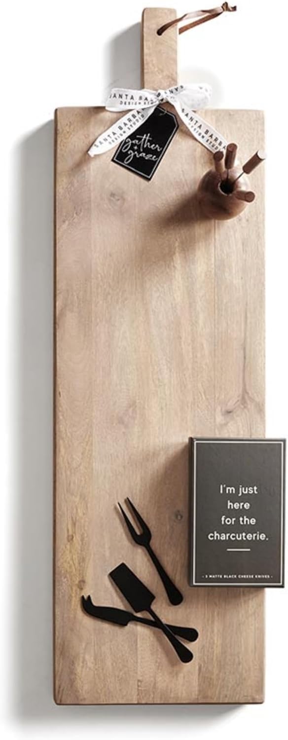 Santa Barbara Design Studio Cheese Knives - Gift Boxed Stainless Steel Knife & Spreader, 2-Piece, Marble Handle