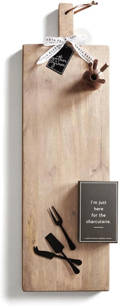 Santa Barbara Design Studio Cheese Knives - Gift Boxed Stainless Steel Knife & Spreader, 2-Piece, Marble Handle