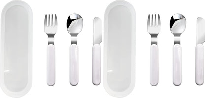 VANRA 3-Piece Children Knife Spoon Fork Set 18/10 Stainless Steel Child Flatware Set Kids Utensils Set with Case for Lunch Box (Fork Spoon Knife Combo)
