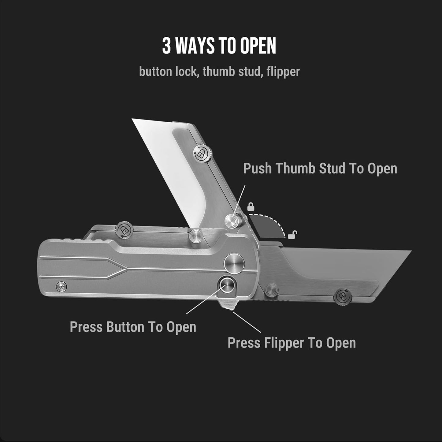 OKNIFE U1 Ultra Titanium Pocket Folding Utility Knife w/Ceramic Blade, Button Lock EDC Box Cutter with Clip for Men Women