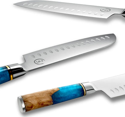 5 Inch Kitchen Utility Knife, Damascus Paring Knives,Japanese VG10 Steel Damascus Fruit Knife-Ergonomic Blue Resin Handle Ideal Birthday Gift for Men and Women