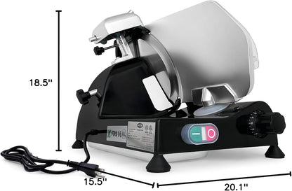 KWS MS-10XT Premium 320W Electric Meat Slicer 10-Inch in Red with Non-sticky Teflon Blade, Frozen Meat/Deli/Cheese/Food Slicer Low Noises Commercial and Home Use [ ETL, NSF Certified ]