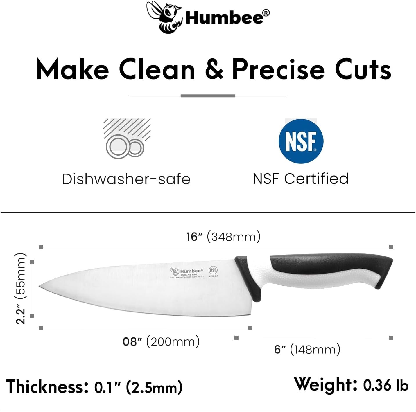 7.5-Inch Nakiri Knife, High Carbon Stainless Steel Hollow Grind Blade, Razor Sharp Edge, Ergonomic Non-Slip Handle, Cleaver Style, DT-50 Series, Orange