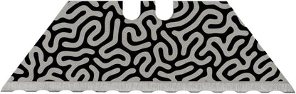 NDZ Performance Serrated Steel Blade Replacement for Utility Knife & Box Cutters, Custom Double Sided Laser Engraved Designs, Silver - Skull - 3 Pack