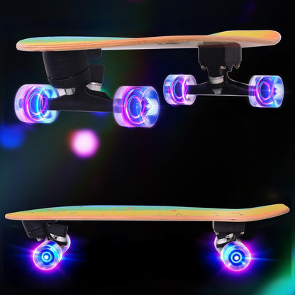 Nattork Complete Kid Skateboards 29" x 9" Youth Cruiser Skateboard for Beginners Double Kick Deck Concave Girls or Boys Skateboard