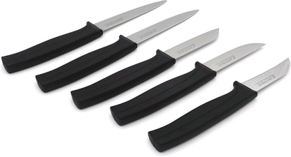 Kitchen Utility Knife - MATTSTONE HILL 4 Inch Paring Knife, Small Fruit & Vegetable Knife, Premium German Stell Blade, Black Handle
