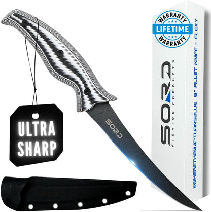 SORD Fillet Knife - 5-9" Filet Knives For Fish - Razor Sharp Boning Knife - Saltwater and Freshwater Fishing - Includes Kydex Sheath - Full Tang Blades | G10 Non Slip Grip | Corrosion Resistant