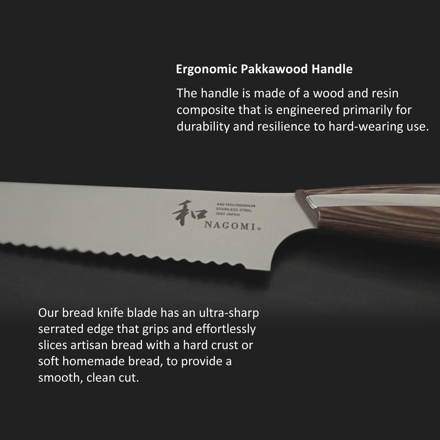[NAGOMI] 8.5 inch Premium Slicing Knife, Stainless Steel HRC58 Carving Knife for Slicing Roasts, Meats, Sashimi, Fruits and Vegetables | Black Stylish Gift Box