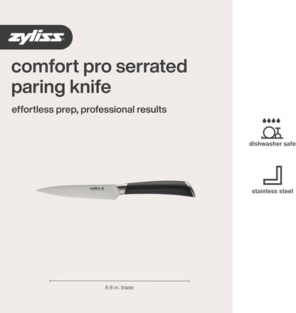Zyliss Comfort Pro Chef's Knife - Ice Hardened Stainless Steel Kitchen Knife - Tarnish-Free and Rust-Resistant Kitchen Cutlery - Black/Stainless Steel - 8 inches