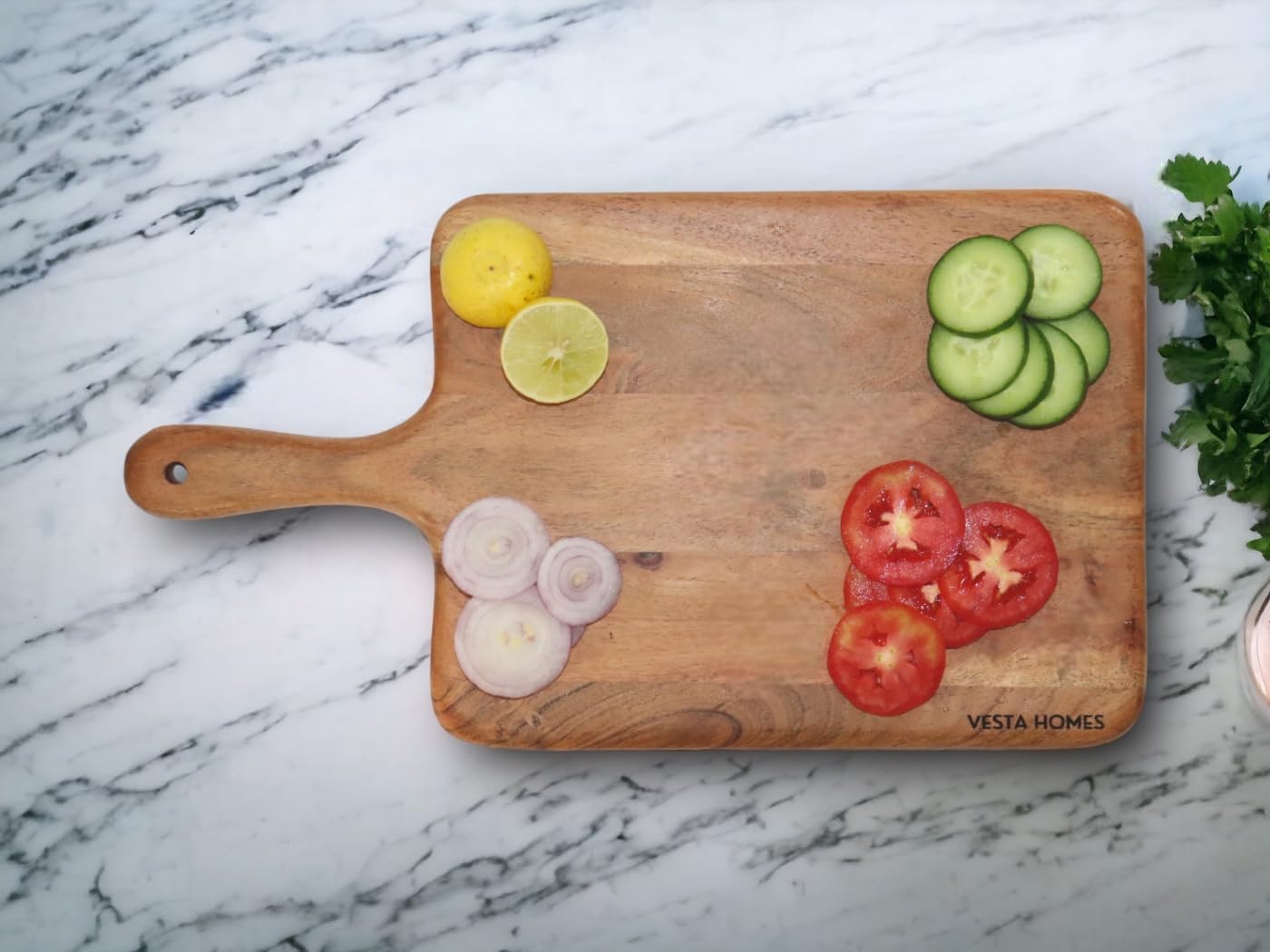 Vesta Homes Wooden Round Chopping Board/Cutting Board/Serving Board, Plate for Pizza, Vegetables, Fruits and Cheese Acacia Wood 11.5 x 11.5 Inches Handcrafted Natural