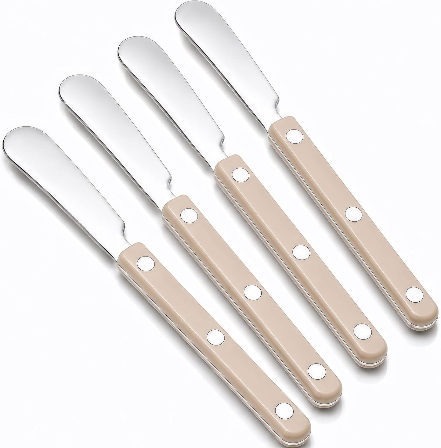 4PCS Stainless Steel Butter Knives Set: 6.3 Inch Cheese Spreader 304 Stainless Steel with Ergonomic Handle for Cheese, Butter & Jam (green)